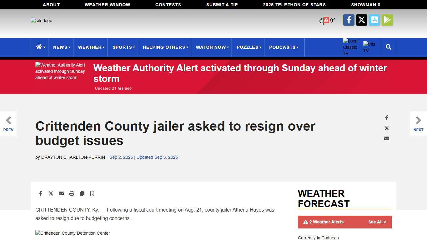 Crittenden County jailer asked to resign over budget issues <span class="tnt-section-tag no-link">News</span> WPSD Local 6